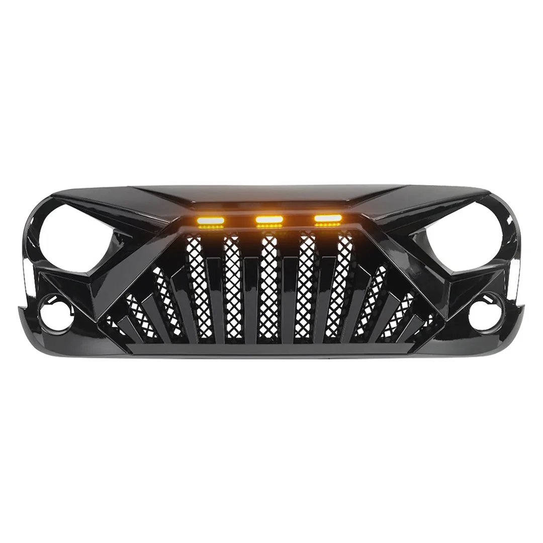 AMJPAA00129 – AMERICAN MOD Grille, Bar/ Mesh Style With Light Cutouts Gloss Black ABS Plastic With Three Amber Runnin...